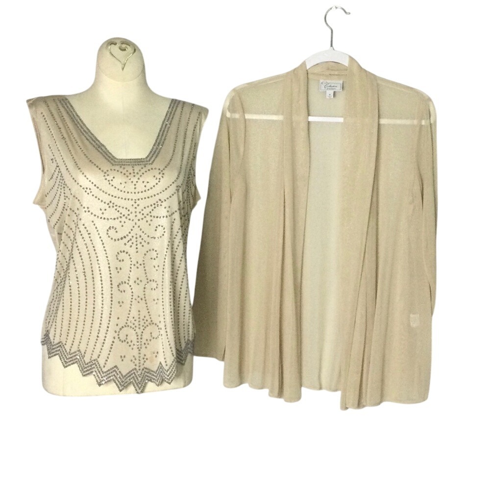 Party‎ Wedding a 2 piece top set from Collections by Dress Barn sequin tank Sz M